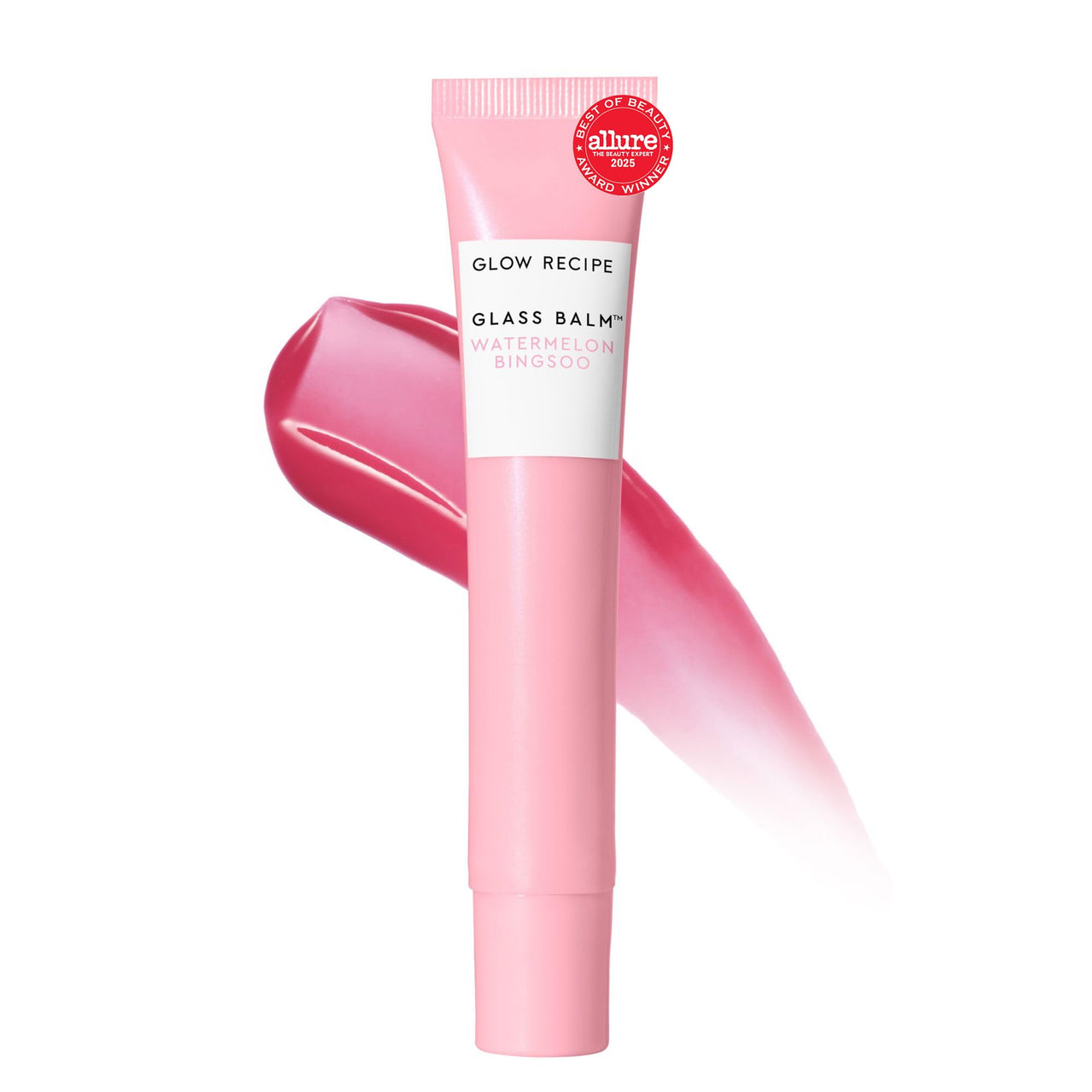 Glow Recipe Glass Balm Lip Treatment - 12Hr Hydrating Lip Balm & Moisturizer with Hyaluronic Acid to Smooth, Plump & Protect from Dryness - Sheer Soft Pink Tint, Watermelon Bingsoo (15 ml)