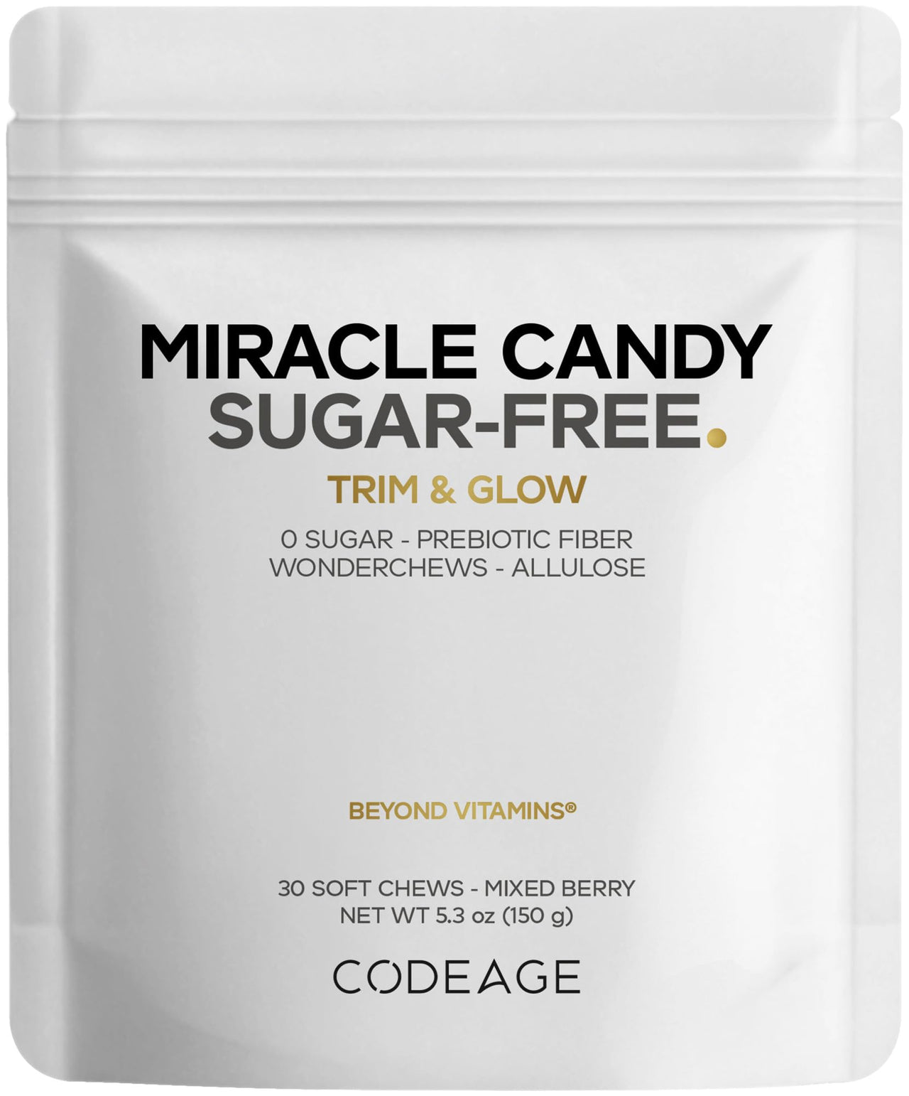 Codeage Miracle Candy Sugar-Free Candies, Mixed Berry Soft Chews – Allulose, Prebiotic Fiber – Low-Calorie Wonderchews – 0g Sugar Soft Chews - 30 Count