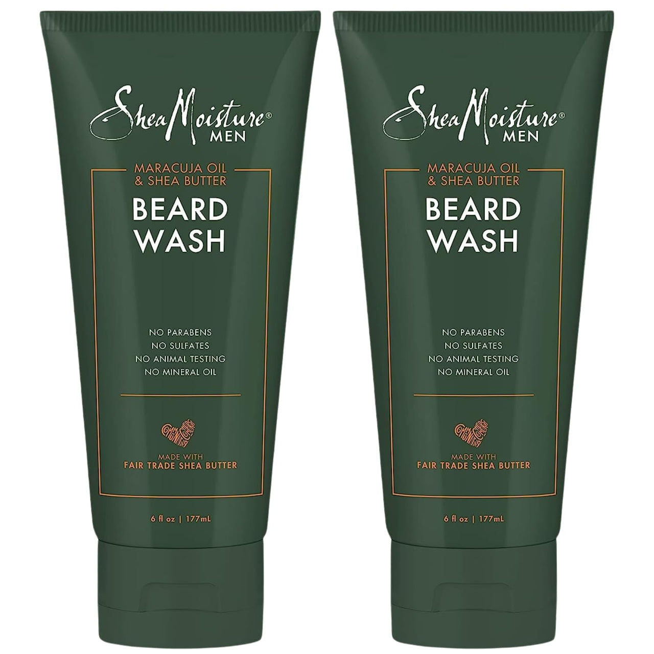 SheaMoisture Beard Wash - Full Beard Shampoo, Moisturizing with Maracuja Oil and Raw Organic Shea Butter, Beard Care for Men, 6 Fl Oz Ea (Pack of 2)