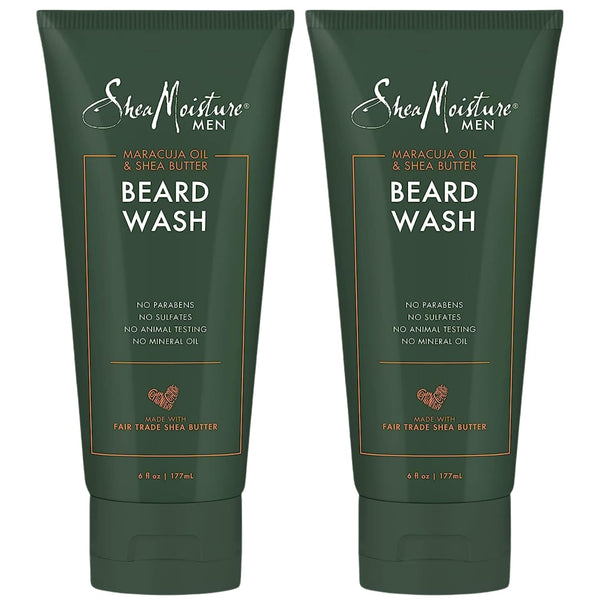 SheaMoisture Beard Wash - Full Beard Shampoo, Moisturizing with Maracuja Oil and Raw Organic Shea Butter, Beard Care for Men, 6 Fl Oz Ea (Pack of 2)