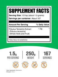 Thumbnail for BulkSupplements.com Tribulus Terrestris Extract Powder - Tribulus Terrestris Supplements, Herbal Supplement - Gluten Free, 1.5g per Serving, 250g (8.8 oz) (Pack of 1)