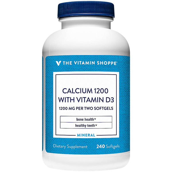 Image 1 of The Vitamin Shoppe Calcium 1,200MG - with Vitamin D3 for Bone Strength, Teeth Health & Overall Support, Daily Mineral (240 Softgels)
