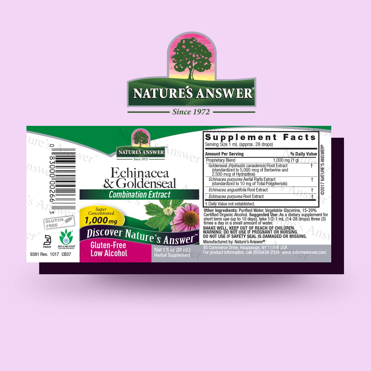 Nature's Answer Echinacea and Goldenseal with Organic Alcohol, 1-Fluid Ounce