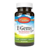 Thumbnail for Carlson - E-Gems Elite, 400 IU Vitamin E with Tocopherols & Tocotrienols, Heart Health & Optimal Wellness, Antioxidant, 60 soft gels