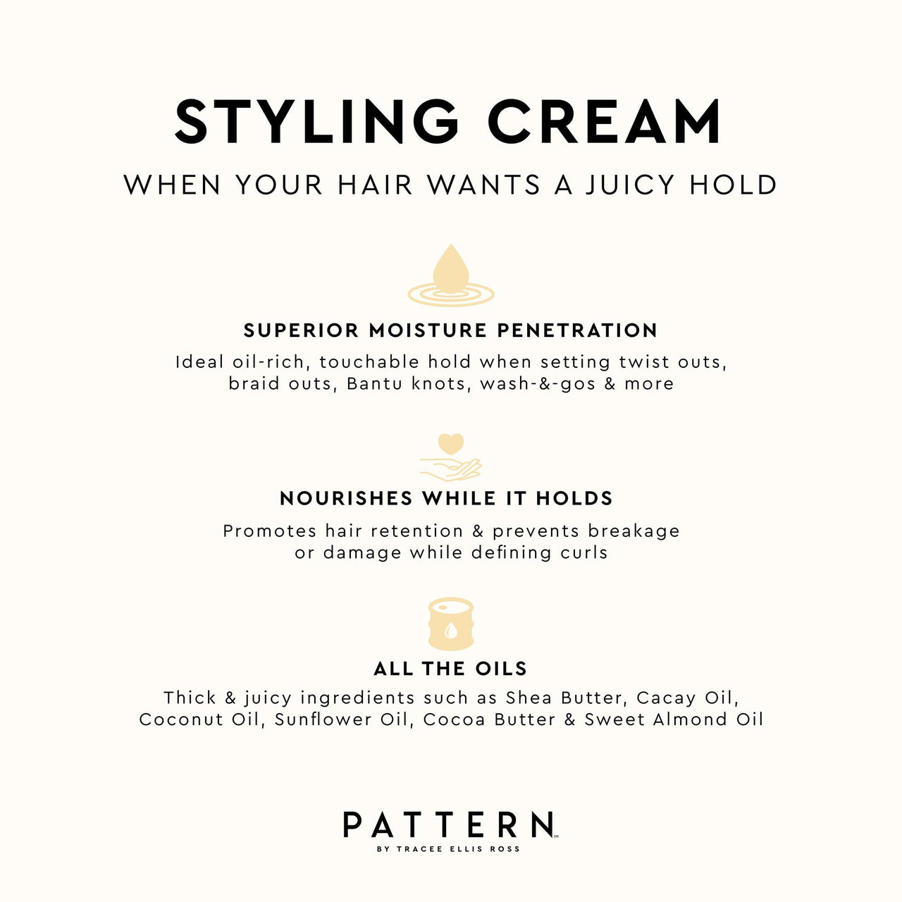 PATTERN Beauty by Tracee Ellis Ross Styling Cream 15 fl oz - Hold & Definition for Curly Hair 3b-4c