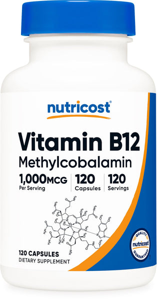 Nutricost Vitamin B12 (Methylcobalamin) 1000mcg, 120 Capsules - Vegetarian, Non-GMO & Gluten Free B12 Supplement