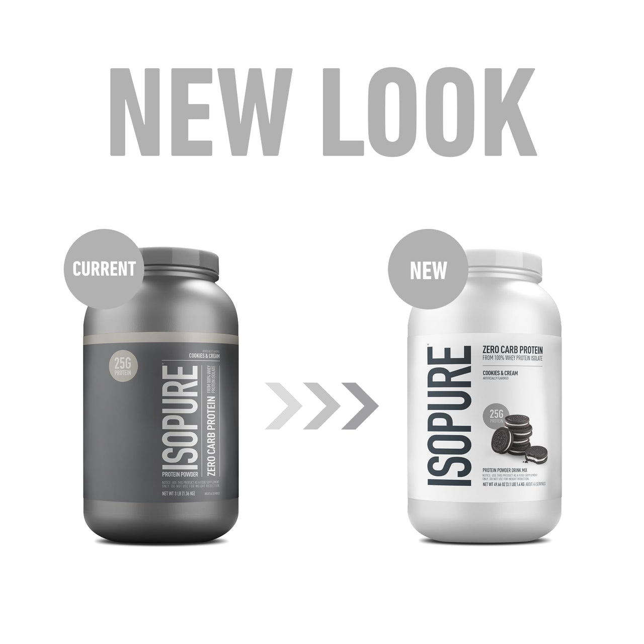 Isopure Zero Carb 100% Pure Whey Isolate Protein Powder, Lactose Free, Gluten Free, With Vitamins, Cookies & Cream, 25g Protein Per Serving, 3 Lbs, 44 Servings (Packaging May Vary)