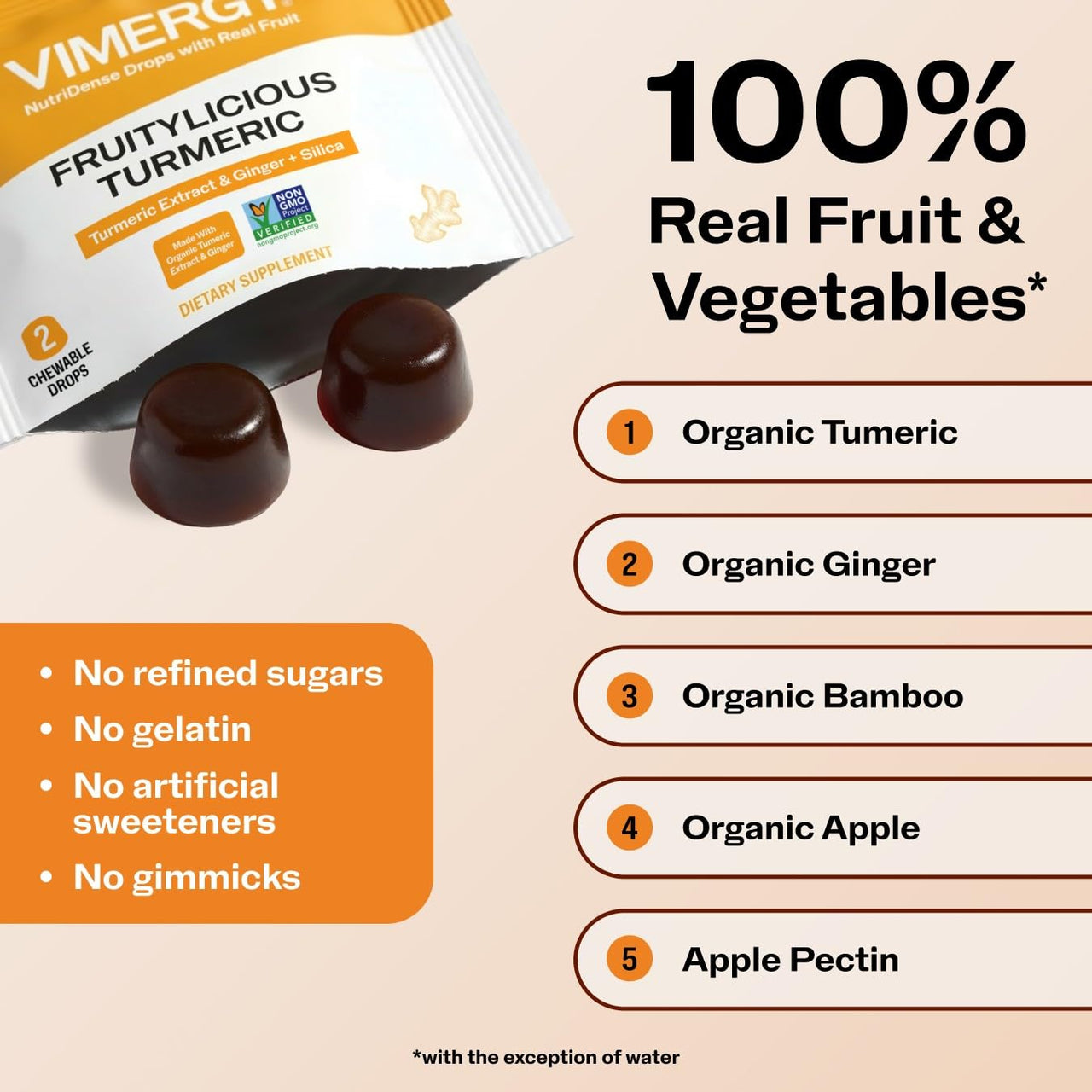 Vimergy NutriDense Fruitylicious Turmeric + Ginger Chewables (60 Count) & Liquid Lemon Balm (115 mL)