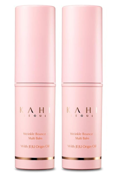 KAHI Wrinkle Bounce Multi Balm - DUO EDITION | All-in-One Hydrating Balm Eye Cream Make Up Base & Moisture Stick | Daily Moisturizer Stick with Salmon-derived sodium DNA (0.64 oz)