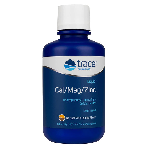 Trace Minerals Cal/Mag/Zinc - Liquid Mineral Supplement for Natural Body Health - Bone, Muscle & Cellular Health - Supports Immunity & Energy - Gluten-Free - 16Fl Oz (32 Servings) - Pineapple Coconut