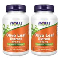 Thumbnail for Now Foods Olive Leaf Extract 500mg Standardized to 6% Oleuropein, 120 Vcaps (2 Pack)