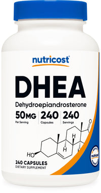 Thumbnail for Nutricost DHEA 50mg, 240 Capsules - Gluten Free, Soy Free, Non-GMO, Supplement