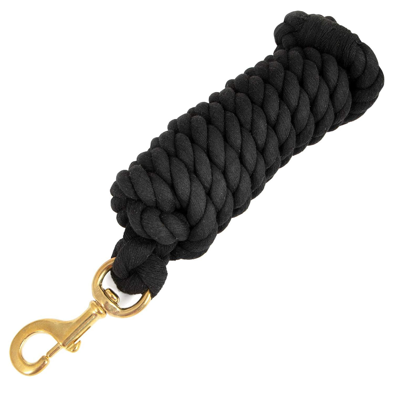 Jeffers Equine Twisted Solid Cotton Horse Lead Rope, 10'L, Black, Lightweight, Rust Resistant Brass Bolt Snap. Ideal for Training & Grooming - Heavy Duty Hardware for Safety & Control