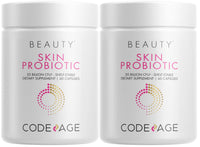 Thumbnail for Codeage Skin Probiotics + Prebiotics - Skin Care Routine Supplement - 50 Billion CFU - Ayurvedic Botanical Herbs - Face Probiotics - Shelf Stable Cleanser, Non-GMO, Vegan - 2 Pack