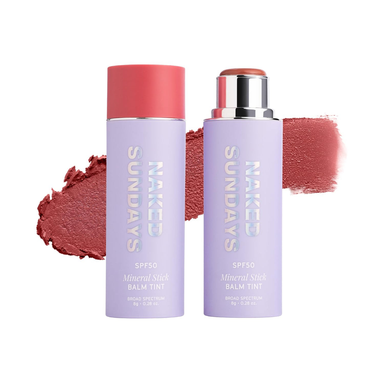 Naked Sundays SPF 50 Glow Balm – Peptide-Infused Multi-Tasking Blush Stick for Cheeks, Lips & Eyes – Broad Spectrum Zinc Oxide Blush Sunscreen – 8g (Dusty Rose)