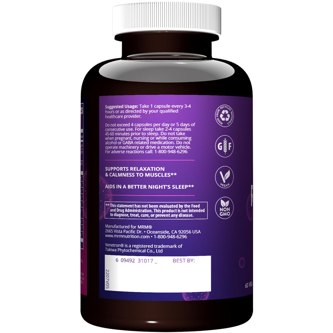 MRM Relax-All Dietary Supplement - Stress Support for Women & Men, with GABA, L-Theanine & Magnesium, Promotes Mental Balance & Muscle Relaxation, Vegan, Gluten-Free - 15 Servings