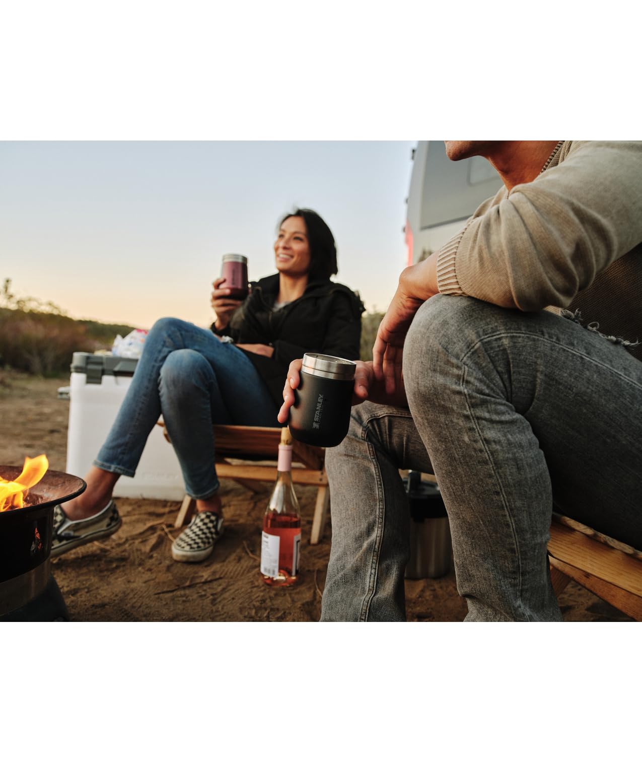 STANLEY GO Everyday Wine Tumbler 10 oz | Press Fit Drink Through Lid | Beverage, Coffee, and Cocktail Cup | Insulated Stainless Steel Wine Glass | BPA-Free | Matte Black