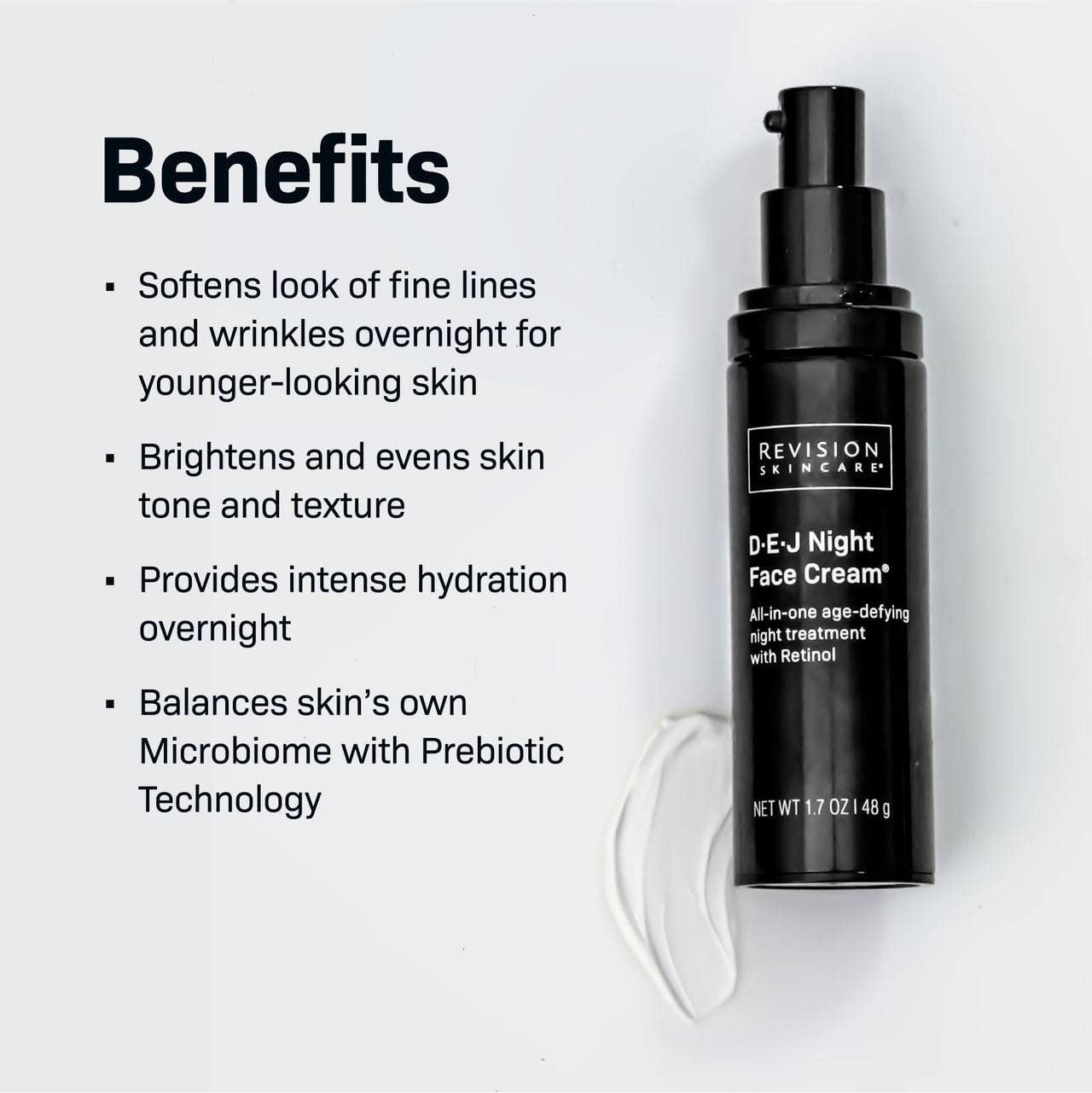 Revision Skincare D·E·J Night Face Cream®, Anti Aging Moisturizer, Antioxidant Rich with Retinol and Bakuchiol, 0.5 oz