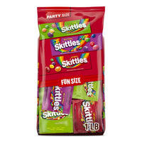 Thumbnail for Wrigley's Skittles Fun Size Original, Wild Berry, and Sour Chewy Individually Wrapped Stocking Stuffers Christmas Candy Variety Pack, 26.46 Oz Bulk Bag