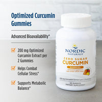Thumbnail for Nordic Naturals Zero Sugar Curcumin Gummies, Mango - 60 Gummies - 200 mg Optimized Curcumin Extract - Great Taste - Antioxidant Support, Healthy Metabolic Balance - Non-GMO, Vegan - 30 Servings