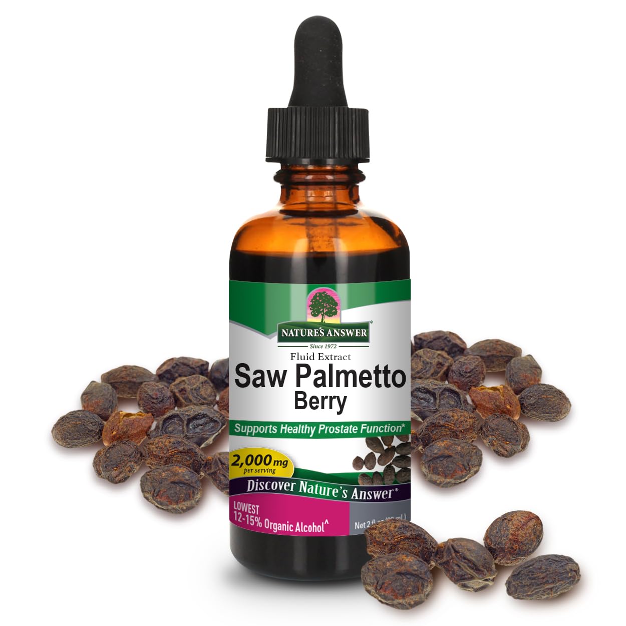 Natures' Answer Saw Palmetto Berry with Organic Alcohol, 2-Fluid Ounces (Packaging May Vary)