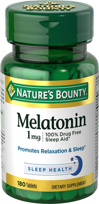 Thumbnail for Nature's Bounty Melatonin, 100% Drug Free Sleep Aid, Promotes Relaxation and Sleep Health, 1mg, 180 Tablets