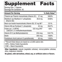 Thumbnail for Nordic Naturals Vitamin B Complex - 45 Capsules Thiamine, Riboflavin, Niacin, B6 & B12, Folate, Biotin, Pantothenic Acid Heart Brain Health, Energy, Metabolism Non-GMO Servings