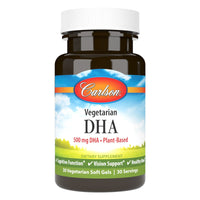 Thumbnail for Carlson - Vegetarian DHA, 500 mg DHA, Plant Based, Sustainably Sourced from Algae, Brain Support, Mood Health, 30 Softgels