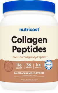 Thumbnail for Nutricost Collagen Peptides Powder 1LB (454 G) (Salted Caramel) - Grass Fed Bovine Collagen Hydrolysate