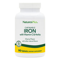 Thumbnail for NaturesPlus Chewable Iron, Cherry - 90 Tablets - Supports Natural Energy Production - High-Potency Supplement with Vitamin C & Herbs - 90 Servings