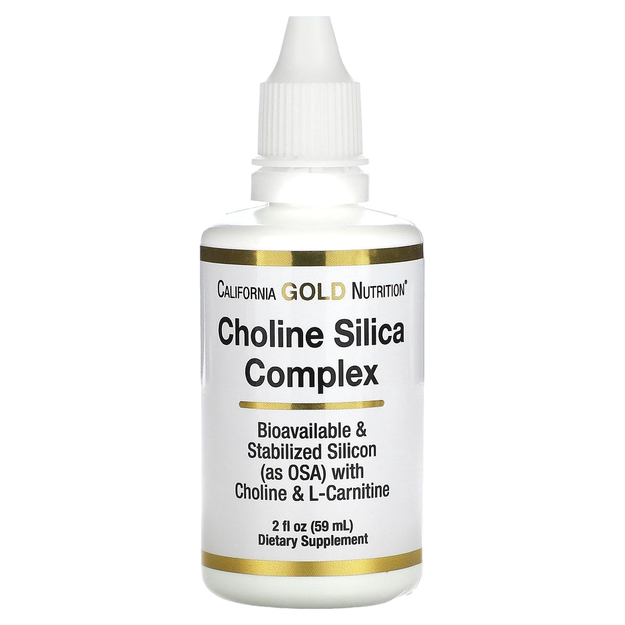 California Gold Nutrition Choline Silica Complex, Bioavailable & Stabilized Silicon with Choline & L-Carnitine, 2 fl oz (59 ml)