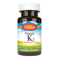 Thumbnail for Carlson - Vitamin K2 MK-7 (Menaquinone), 90 mcg, Bone Support, Calcium Bioavailability, K2 Vitamin, Vitamin K-2, 60 Softgels