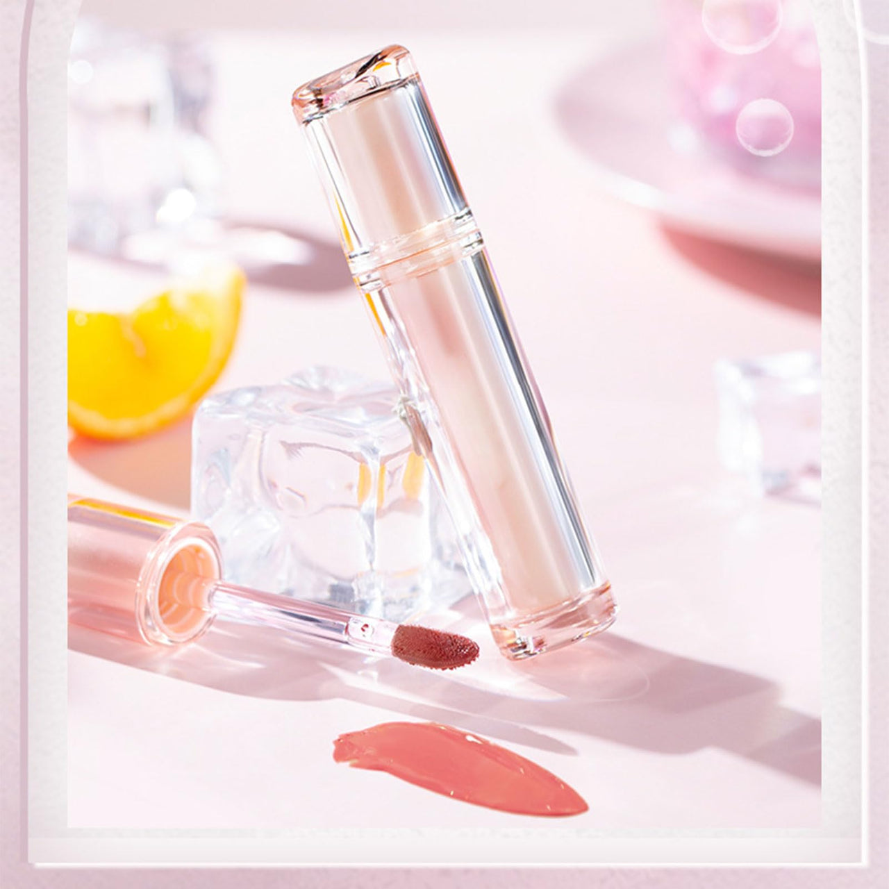 Ice Watery Lip Gloss, Mirror Tea Jelly Light Lip Glaze, Moisturizing Nonstick Liquid Lipstick (#N01 Milky Peach)