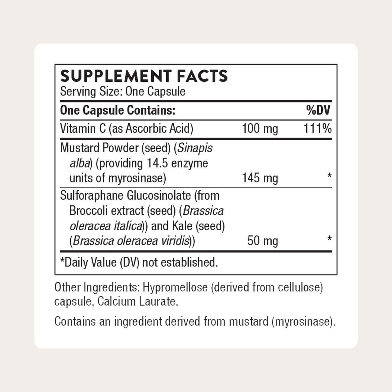 THORNE - Broccoli Seed Extract - Supports Liver Detox & Provides Antioxidant Support* - Sulforaphane Glucosinolate (SGS), Vitamin C & Mustard Powder Supplement - Third-Party Certified - 60 Capsules