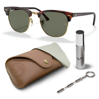 Thumbnail for Ray-Ban RB3016 CLUBMASTER CLASSIC POLARIZED Square Shaped Sunglasses for Men & Women – Includes Official Rayban Eyewear Kit – Ideal Formal & Casual Wear Sunglasses – G-15 Green Lens