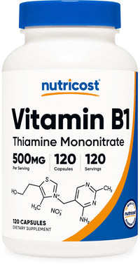 Thumbnail for Nutricost Vitamin B1 (Thiamine) 500mg, 120 Capsules