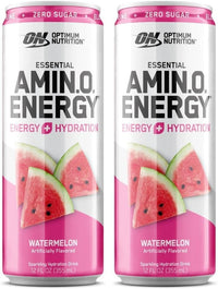 Thumbnail for Optimum Nutrition Amino Energy Sparkling Hydration Drink, Electrolytes, Caffeine, Amino Acids, BCAAs, Sugar Free, Watermelon, 12 Fl Oz, 1 count (Packaging May Vary) (Pack of 2)
