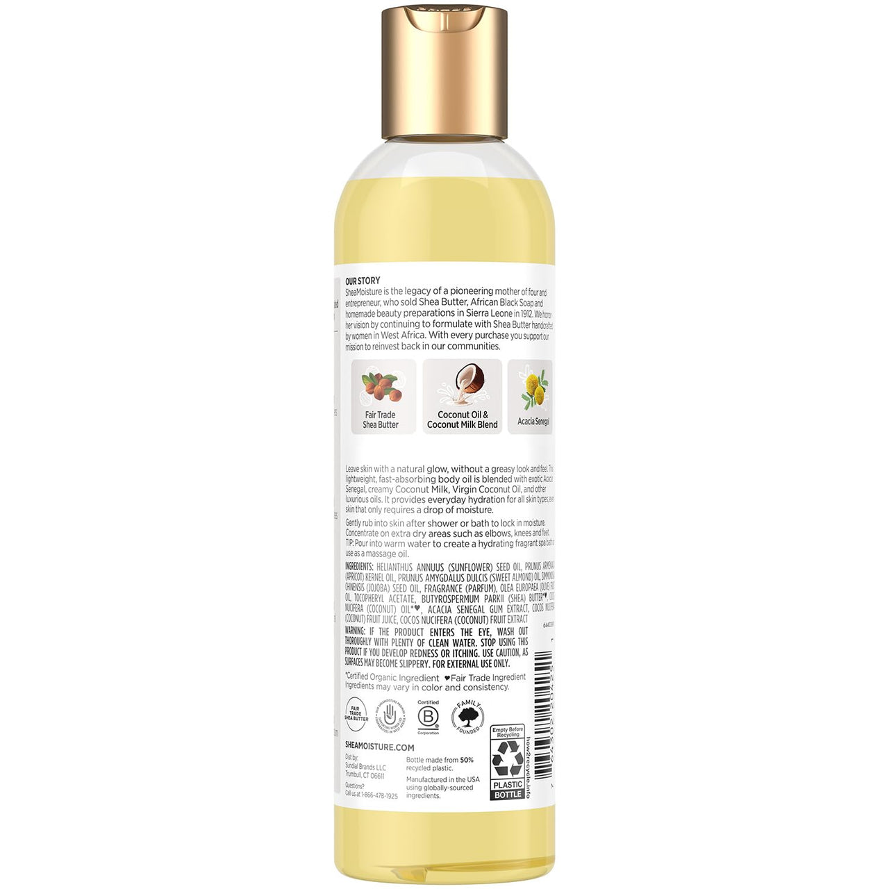 Shea Moisture Body Oil, Daily Hydration 2-Pack – Lightweight, Non-Greasy Moisturizer with Virgin Coconut Oil for Soft, Smooth Skin, 8 Oz Ea