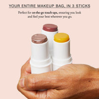Thumbnail for Boomstick Trio ® Rose Nude 3 Pack Cream Blush Makeup - Rose Nude Blush Stick, Highlighter Stick & Moisturizer for Cheeks, Eyes & Lips - Boom Sticks by Cindy Joseph for Older Women