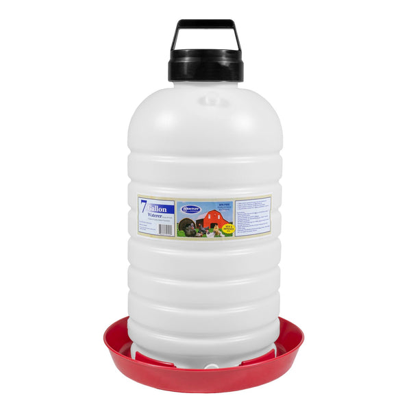 FARM-TUFF Hanging Chicken Waterer, 7 Gallon Capacity - Durable BPA-Free Plastic Poultry Fountain with Top Fill Design - Automatic Water Dispenser for Chickens, Ducks, Turkeys & Game Birds