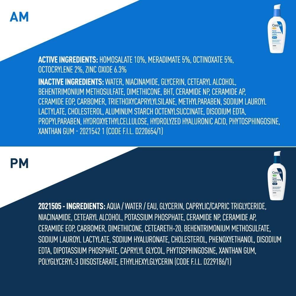 CeraVe Facial Moisturizing Lotion 3oz. AM/PM Bundle