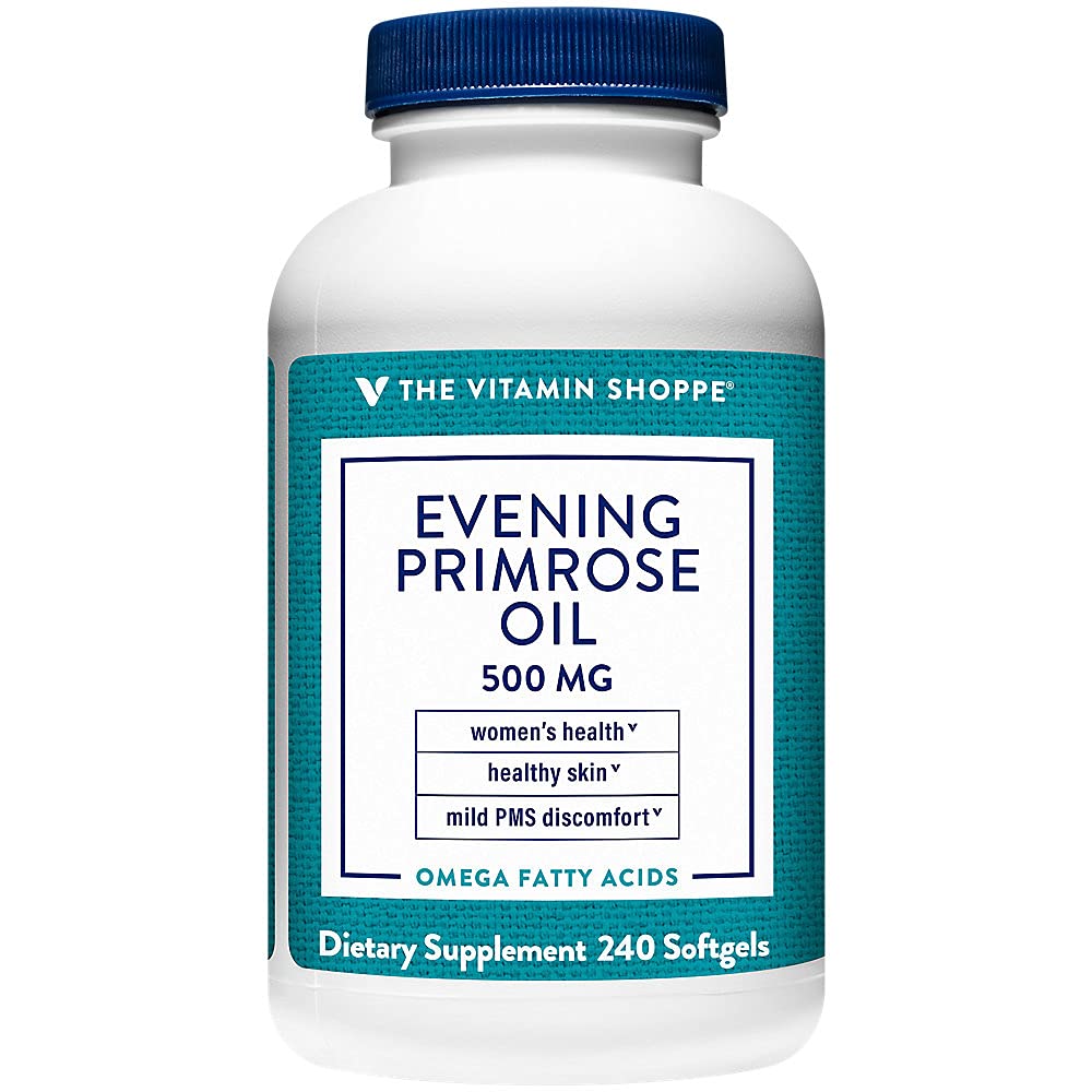 The Vitamin Shoppe Evening Primrose Oil 500MG, Natural Source of GLA (Gamma Linolenic Acid), Supplement for Women's Health Hormonal Balance (240 Softgels)