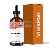 Thumbnail for Vimergy USDA Organic Ashwagandha Liquid Extract – 57 2mL (2 Droppers or 48-54 Drops) Servings (220mg Extract per Serving). Stress Adaptogen, Cognitive & Sleep Support. Alcohol-Free, Non-GMO (115 mL)