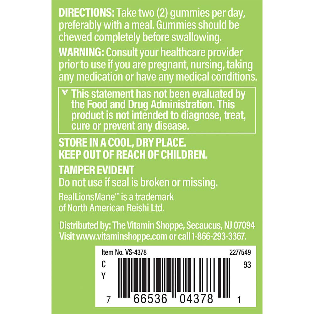 LionaTMs Mane Gummies a" Brain & Nerve Support a" Mixed Berry (60 Vegan Gummies)