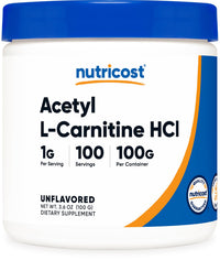 Thumbnail for Nutricost Acetyl L-Carnitine HCI (ALCAR) 100 Grams per Container - 1G Per Serving - Non-GMO, Gluten Free, Unflavored