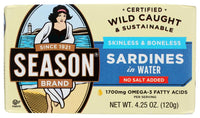 Thumbnail for Seasons Brand Imported Skinless & Boneless Sardines in Water No Salt Added -- 4.25 oz - 3PC