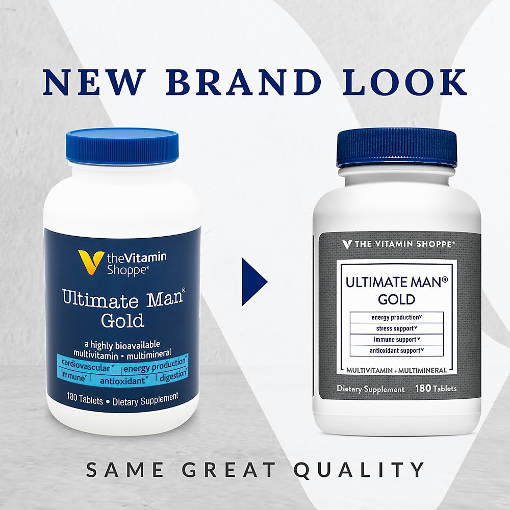 The Vitamin Shoppe Ultimate Man Multivitamin - High Potency Daily Multi with Energy Blend, Complete Nutrition for Men (180 Tablets)