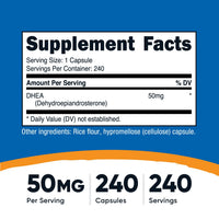 Thumbnail for Nutricost DHEA 50mg, 240 Capsules - Gluten Free, Soy Free, Non-GMO, Supplement