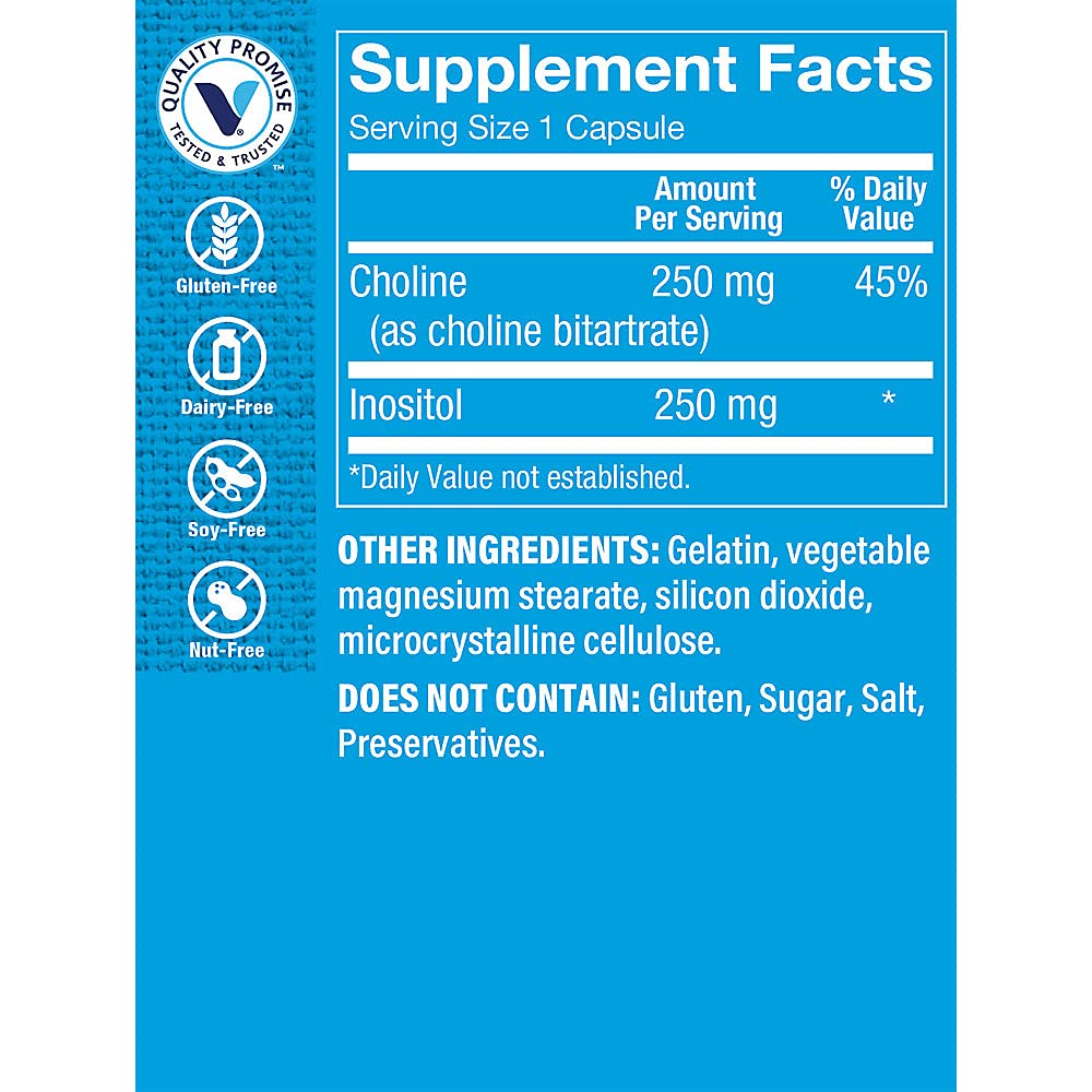 The Vitamin Shoppe Choline Inositol 500MG, Once Daily Supplement (300 Capsules)