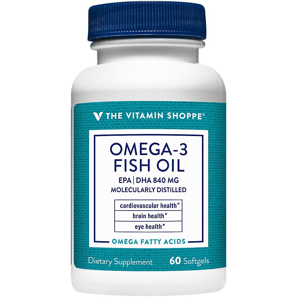 The Vitamin Shoppe Omega 3 Fish Oil 1100MG EPA DHA - Heart Health, Brain Function & Joint Support, Molecularly Distilled (60 Softgels)
